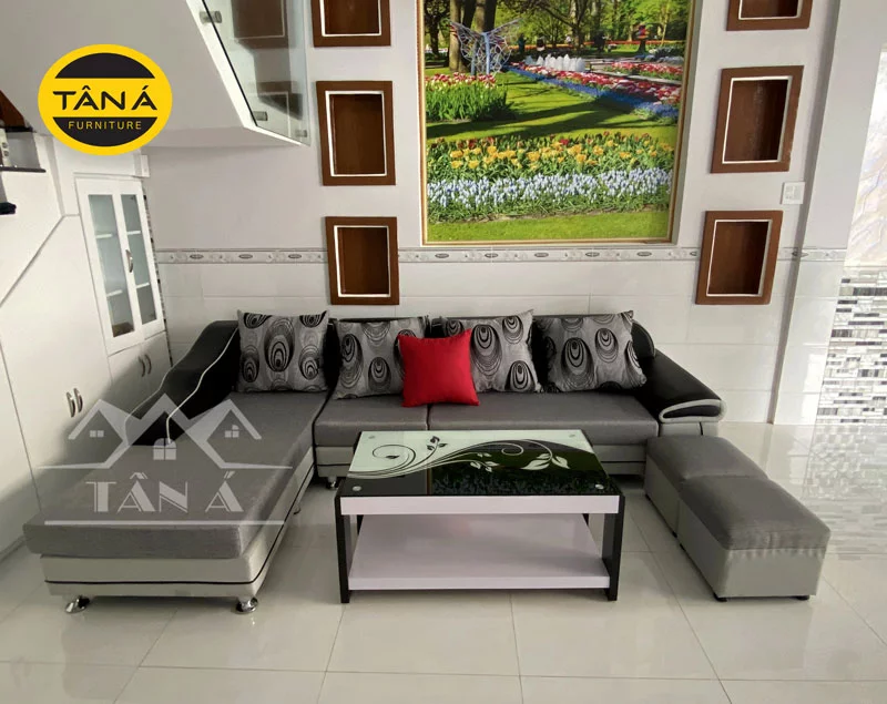 ghế sofa vải giá rẻ cho phòng khách nhỏ gọn