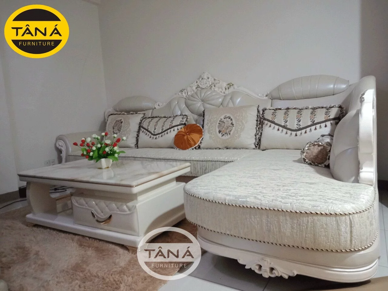 ghế sofa vải nỉ tân cổ điển nhập khẩu đài loan