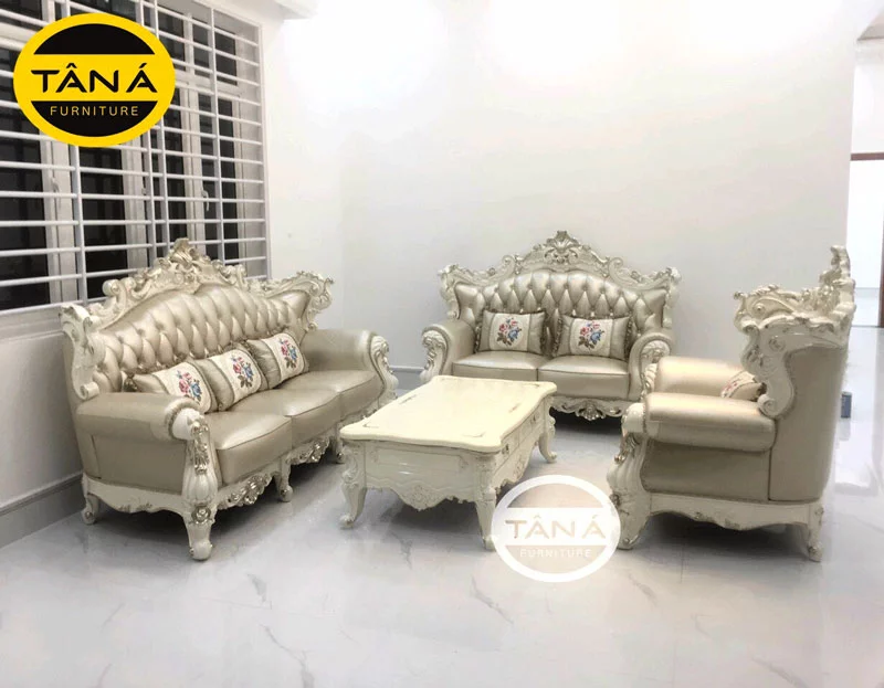 Sofa Da Bò Tân Cổ Điển Nhập Khẩu Đài Loan