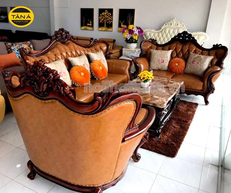 Ghế sofa da bò thật tiếp xúc nhập khẩu đài loan