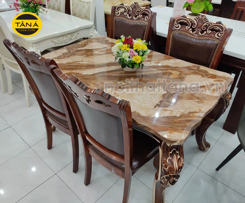 BA80-1 Bàn ăn mặt đá 6 ghế BA80