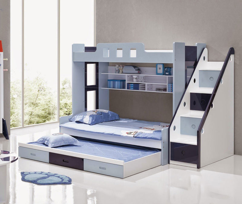 Giường tầng hiện đại bằng gỗ có cầu trượt