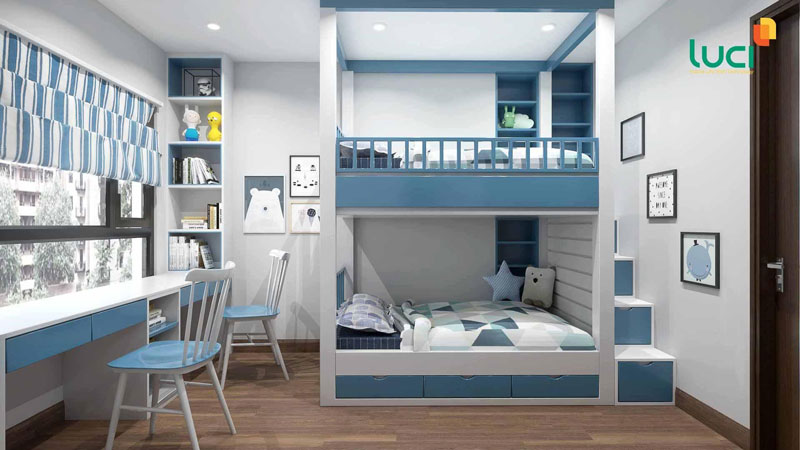 Giường tầng hiện đại thông minh bằng gỗ