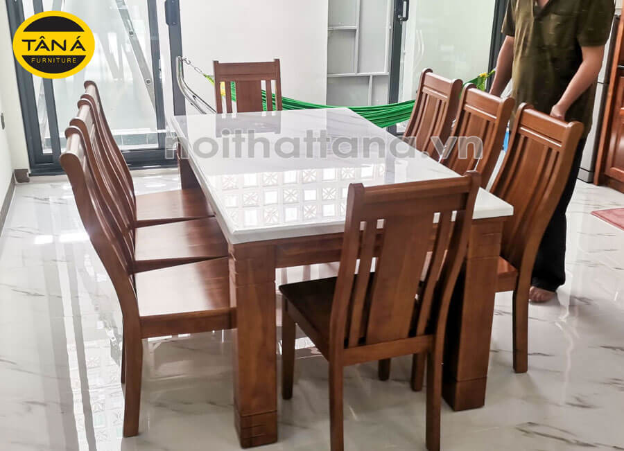 Bộ bàn ăn mặt đá hiện đại 6 ghế