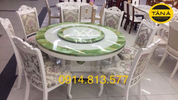 Bộ ăn tân cổ điển 6 ghế bọc da BA36