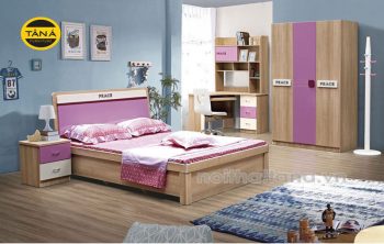 Combo giường tủ màu hồng cho bé gái TA-208