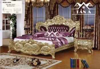 Giường ngủ mạ vàng tân cổ điển gỗ sồi cao cấp nhập khẩu TA-6028