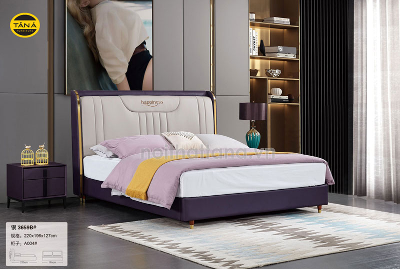 Giường ngủ gỗ bọc da cao cấp TA-3659B