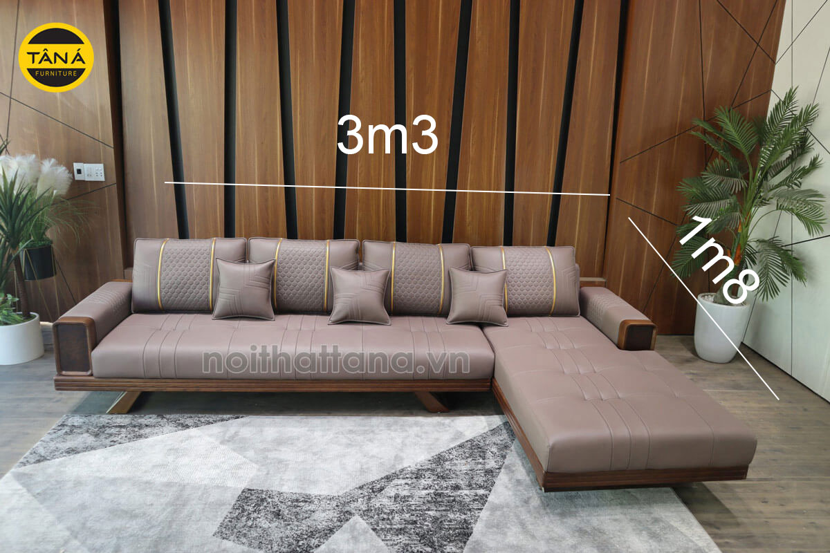 Kích thước sofa gỗ 3 - 4 chỗ ngồi tay vuông tiêu chuẩn
