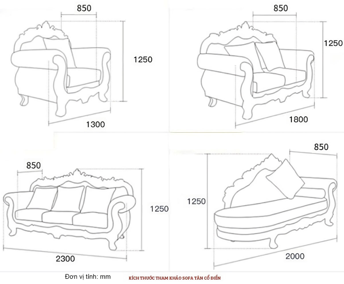 Tại sao nên chọn kích thước sofa tân cổ điển chuẩn