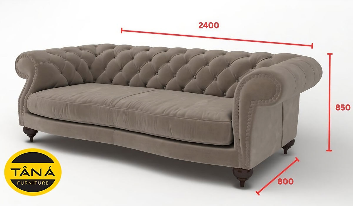 Kích thước sofa tân cổ điển 3 chỗ ngồi